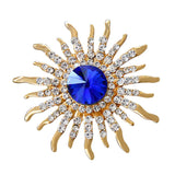 Maxbell Elegant Gold Plated Crystal Brooch Sun Flower Suit Jewelry Rhinestone Pin