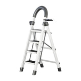 Maxbell Steel Folding Ladder Stepladder Non Slip for Indoor Outdoor Kitchen Adults White 4 Step