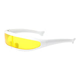 Maxbell Futuristic Narrow Visor Sunglasses Robotic Punk for Cosplay Party White Frame ++Yellow
