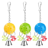 Maxbell 3 Pcs Colorful Chain Bell Toy Chewing Toy for Parrots Bird Cage Hanging Toy