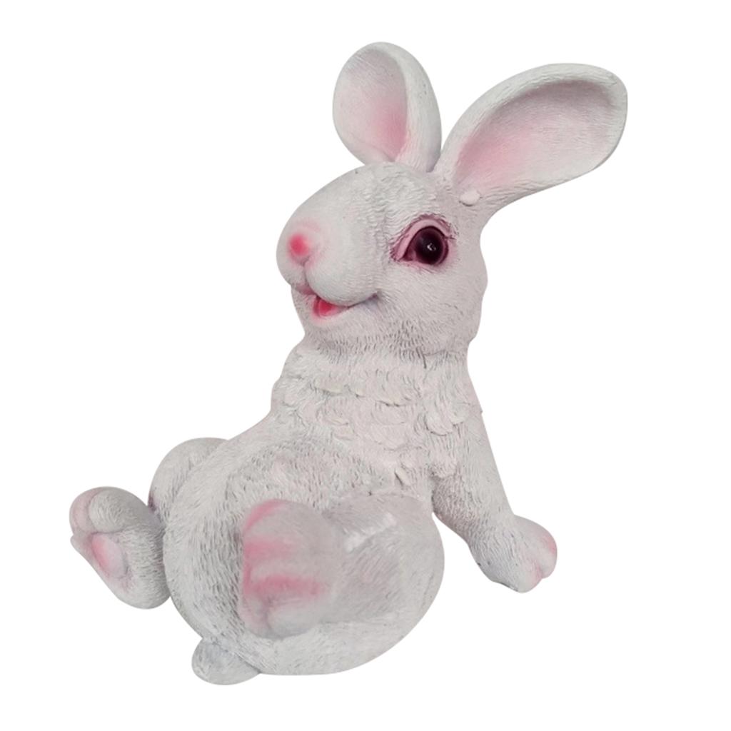 Max Small Resin Sitting Rabbit Bunny Figurine Statue Outdoor Lawn Decor White
