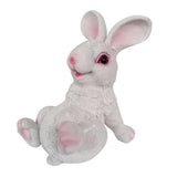 Max Small Resin Sitting Rabbit Bunny Figurine Statue Outdoor Lawn Decor White