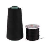 Maxbell 60m Hair Track Weft Weaving Sew Thread for Hair Extensions Black