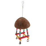 Maxbell Parrot Coconut Shell Swing Perch Stand with Bell Bird Bite Climb Toy