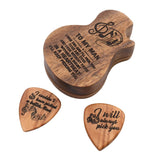 Max Maxb Sandalwood Guitar Picks Plectrum w/ Case Vintage Style for Folk Guitar Parts