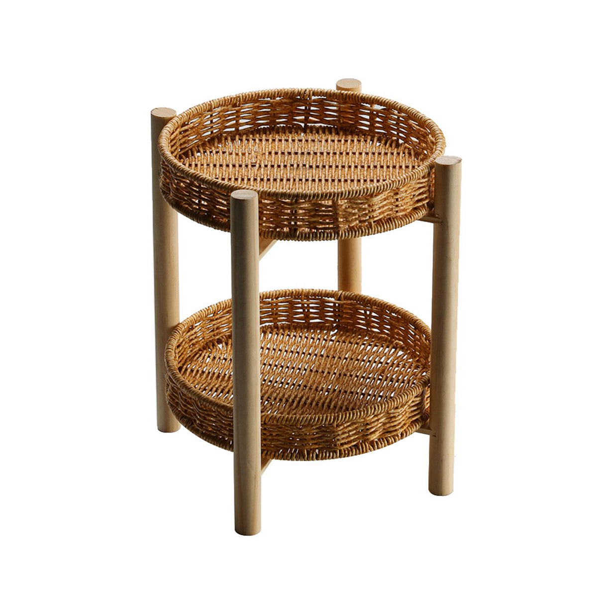 Maxbell Rattan Vegetable Storage Serving Basket Round Rattan Bread Baskets for Fruit 22×4×28cm 2 Tire