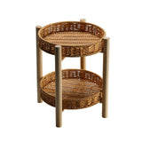 Maxbell Rattan Vegetable Storage Serving Basket Round Rattan Bread Baskets for Fruit 22×4×28cm 2 Tire