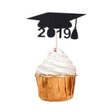 Maxbell 12Pcs Giltter Cupcake Topper Graduation Cap Party Cake Topper Black