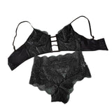 Maxbell Bra Set Panty Underwear Suit Lingerie Briefs for Girls Lady Female XXL Black