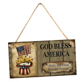 Max Wooden Sign Wall Hanging Plaque Independence Day Party Decor GOD BLESS AMERICAN
