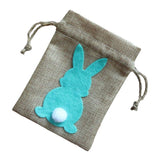 Maxbell Easter Bunny Decor Drawstring Burlap Bag 14x10cm Party Favors Reusable Green