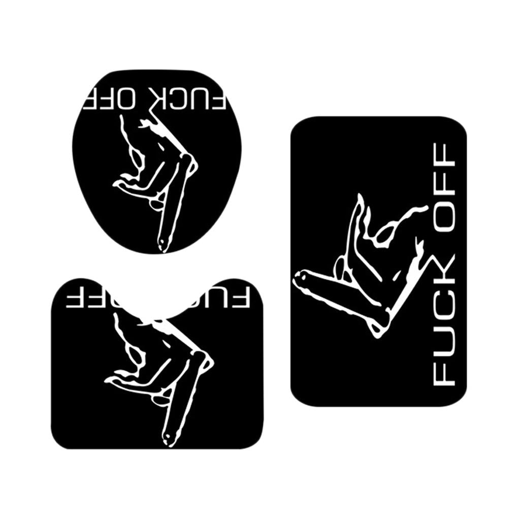 Maxbell 3 Pieces Non-slip Bath Mat Contour Rug Toilet Lid Cover for Bathroom A
