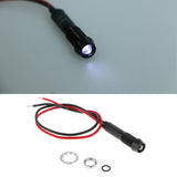 Maxbell 8mm 12V Concave Metal Indicator Pilot Dash Light Lamp Wire Lead  White