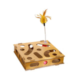 Maxbell Cat Ball Toy Game Box with Holes Wooden for Kitten Pet Cat Physical Exercise