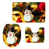 Max 3Pcs Christmas Bathroom Bath Mat Rug Set Toilet Lid Cover C949CP