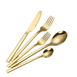 Maxbell 5x Glossy Tableware Cutlery Set Knife Spoon Fork Flatware Gold
