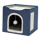 Maxbell Cat Bed Nest Interactive Toy Universal Kennel Scratching Board Winter Dark Blue