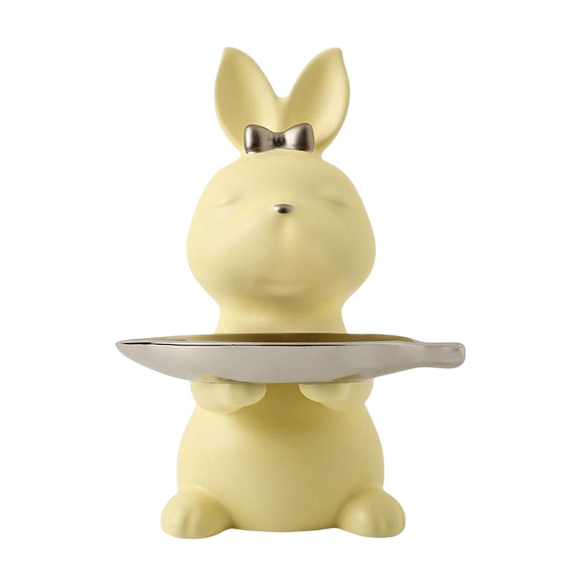 Maxbell Cartoon Rabbit Storage Tray Statue Animal Sculpture for Decor Ornaments Gift Yellow