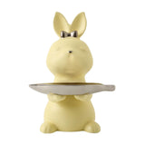 Maxbell Cartoon Rabbit Storage Tray Statue Animal Sculpture for Decor Ornaments Gift Yellow
