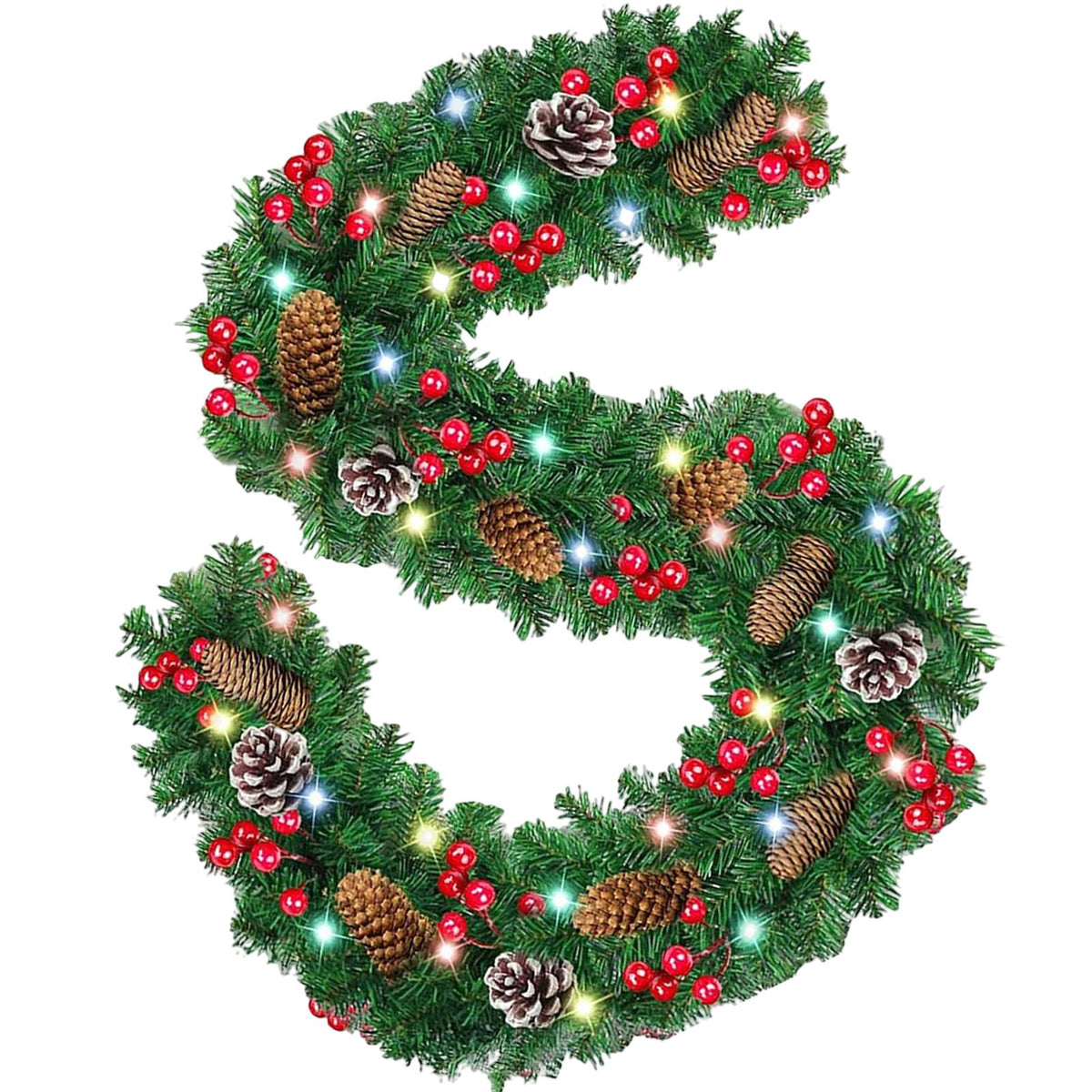 Maxbell 2.7M Christmas Garland Lightweight Hanging for Chandeliers Rooms Indoor