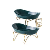 Maxbell Tiered Fruit Bowl Basket Holder Rack Tea Platter for kitchen 2 Tier Green