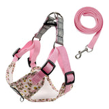 Maxbell Dog Harness and Leash Set Reflective with Adjustable Strap for Walking Pink Size S