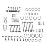 Maxbell Wholesale 85pcs Tongue Eyebrow Lip Belly Navel Ring Body Piercing Jewelry