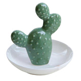 Maxbell Ceramic Jewelry Display Organizer Fake Cactus Plant Potted Desktop Decor B