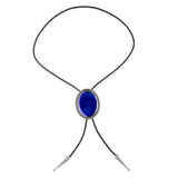 Maxbell Oval Bolo Tie Necktie Rodeo Adjustable Alloy American for Party Birthday Men Blue
