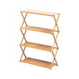 Maxbell Camping Storage Rack Flowerpot Holder Foldable Bamboo Storage Shelf for Lawn 4 Layer 50cm