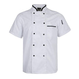 Maxbell Unisex Short Sleeve Chef Coat Cook Uniform for Restaurant L White