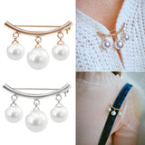 Maxbell Imitation Pearl Charms Dangle Arc-shaped Safety Collor Sweater Pin Golden
