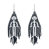 Maxbell Beaded Earrings Halloween Theme for Women Girls Beaded Long Tassel Party Black Skeleton