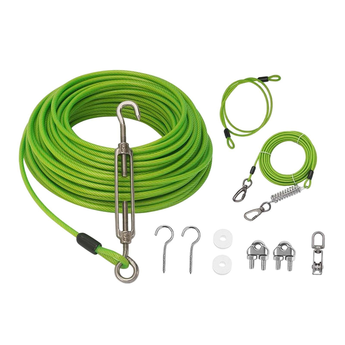 Maxbell Dog Tie Out Cable with 360 Degree Swivel Metal Hook Portable for Running Light Green