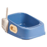 Maxbell Cat Litter Tray with Litter Spoon Cat Cleaning Bath Basin Deep Toilet Blue