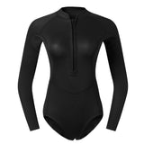 Maxbell Women Neoprene Sleeve Wetsuit Front Zip Diving Bikini Suit Black   L