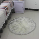 Max 80cm Soft Sheepskin Fluffy Skin Faux Fur Fake Rug Mat Rugs White and Gray