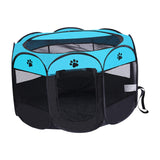 Maxbell Oxford Cloth Foldable Pet Playpen Zippered Mesh for Rabbit Kitten Cat Blue Black