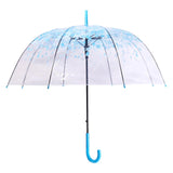 Maxbell Cherry Blossom Clear Bubble Umbrella Transparent Umbrella for Girl Women Blue