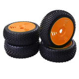 Max 4Pcs 17mm Hub Wheel Rim & Rubber Tire Tyres for 1:8 RC Buggy Truggy Orange