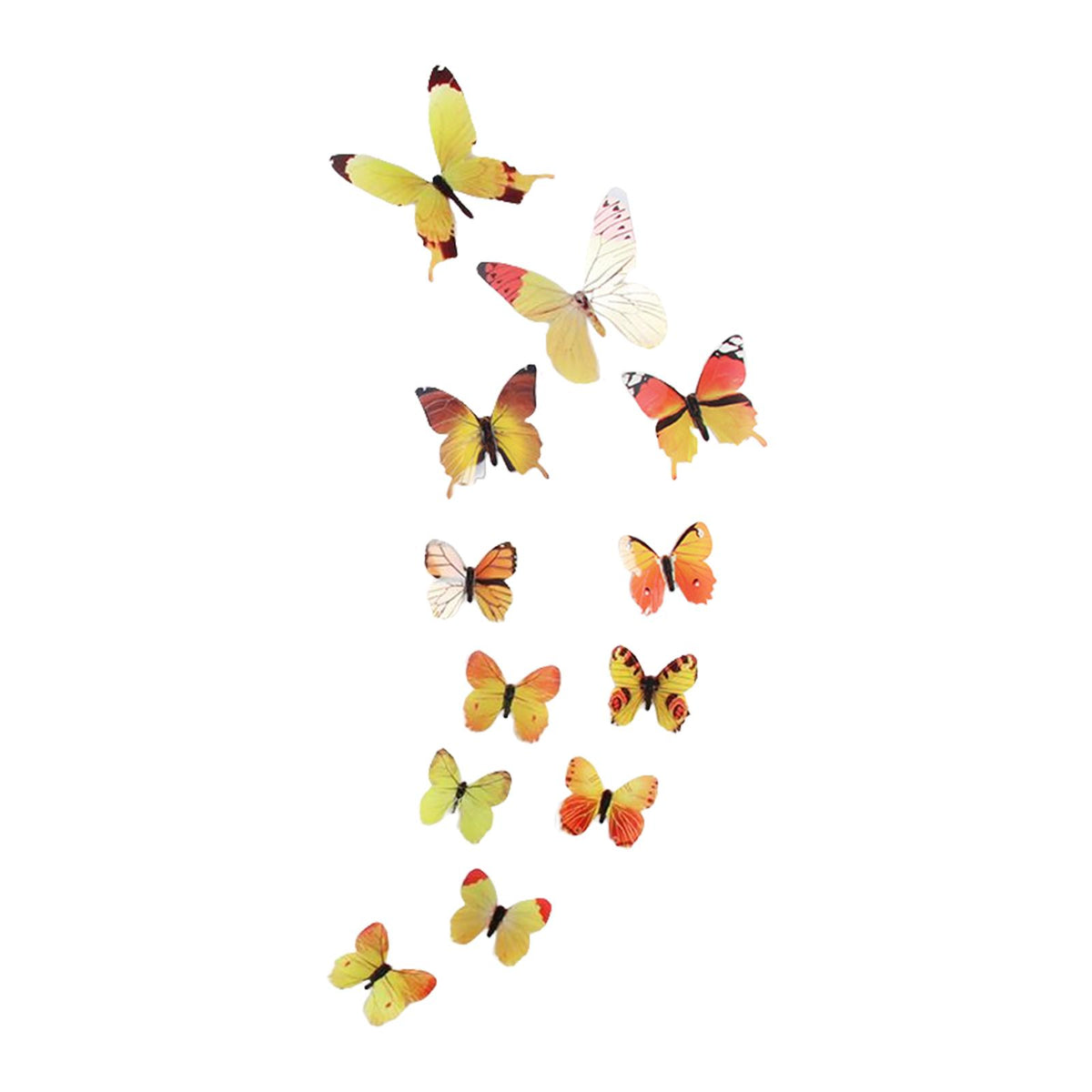 Maxbell 12Pcs Butterfly Stickers Garden Decoration Luminous 3D Butterfly Wall Decals Yellow