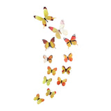 Maxbell 12Pcs Butterfly Stickers Garden Decoration Luminous 3D Butterfly Wall Decals Yellow