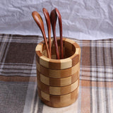 Max Natural Bamboo Kitchen Chopsticks Utensils Holder Non Slip 9.5x12cm Round B