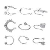 Maxbell 9Pcs Fashion Nose Rings u Shape Nose Studs Punk Style for Women Men Silver