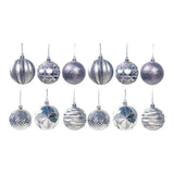 Maxbell 12Pcs Christmas Balls Xmas Tree Hanging Pendants DIY for Home Decorations Argent
