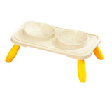 Maxbell Double Dog Bowls Food and Water Bowls Pet Feeder Cat Food Bowls for Dogs Beige Yellow