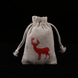 Maxbell 10pcs Vintage Cotton Deer Elk Jewelry Pouch Drawstring Gift Bag Party Favor