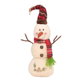 Maxbell Christmas White Snowman Doll Figurines Plush for Fireplace Atmosphere Decor 15cmx13cmx35cm