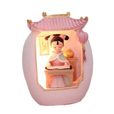 Maxbell Chinese Girl Playing Musical Instrument Sculpture Craft Night Lamp Ornament pink playing Zither