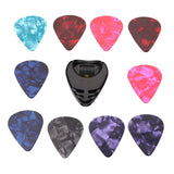 Max Maxb 10pcs Celluloid Acoustic Electric Guitar Picks 0.46mm + Pick Holder Case